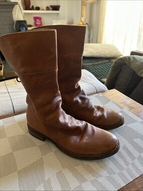 Fiorentini + Baker Brown Leather Mid-Calf Pull-On Boots